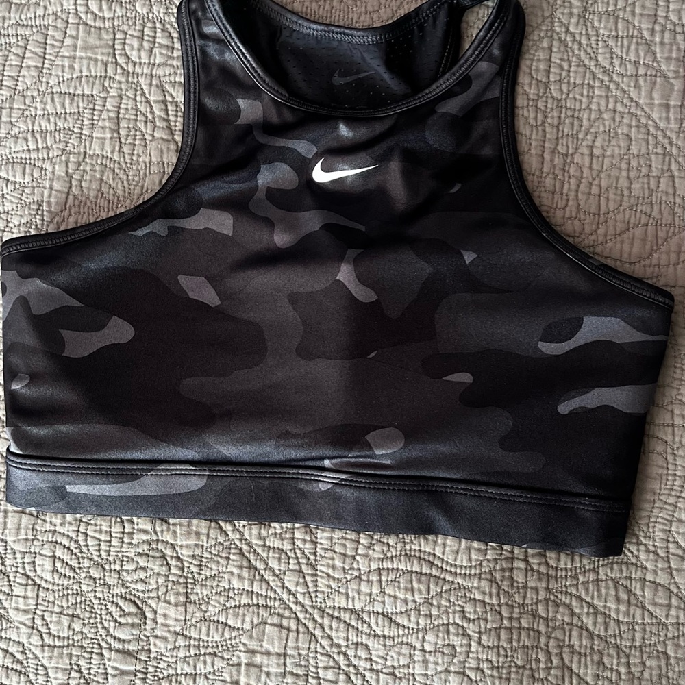 Nike Dri-Fit Swoosh Metallic Black Camo Sports Bra